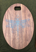 Load image into Gallery viewer, Blue Dragonfly on Walnut 13” x 9”
