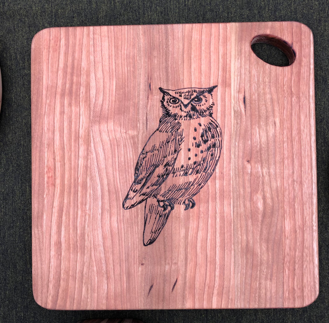 Owl Cherry Board 9” x 9”
